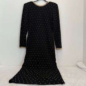 ET AL ,Woman  100 Wool Gold bead, studded vintage formal dress Size 10